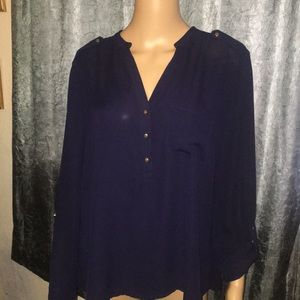 Navy blue sheer blouse